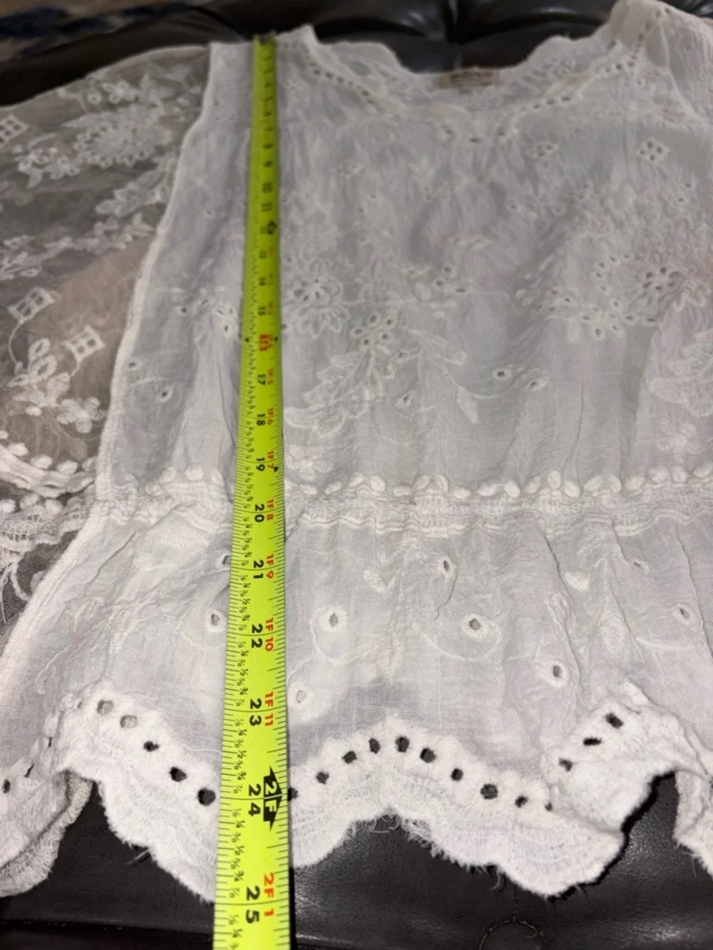 Natura White Lace Embroidered Cotton Top Boho Sheer Floral Size S/M - Picture 6 of 7